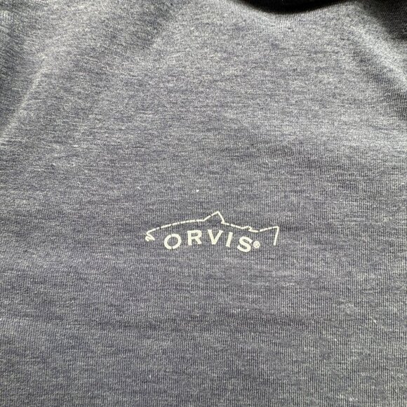 Orvis Trout Bum Blue Pullover Mens Large Blue 1/4 Zip Baselayer Shirt Athleisure - Picture 3 of 14